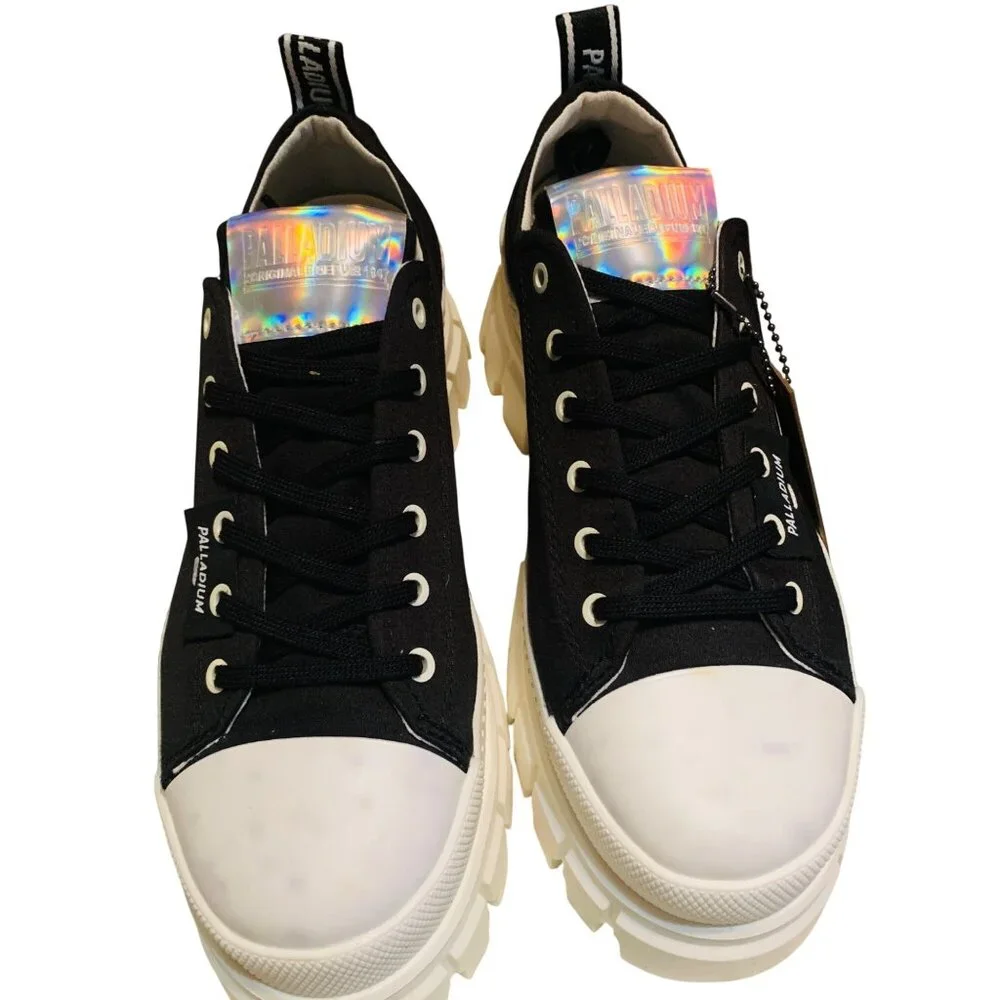 Palladium Revolt‎ Black White Platform Chunky Combat Lug Soles 7.5